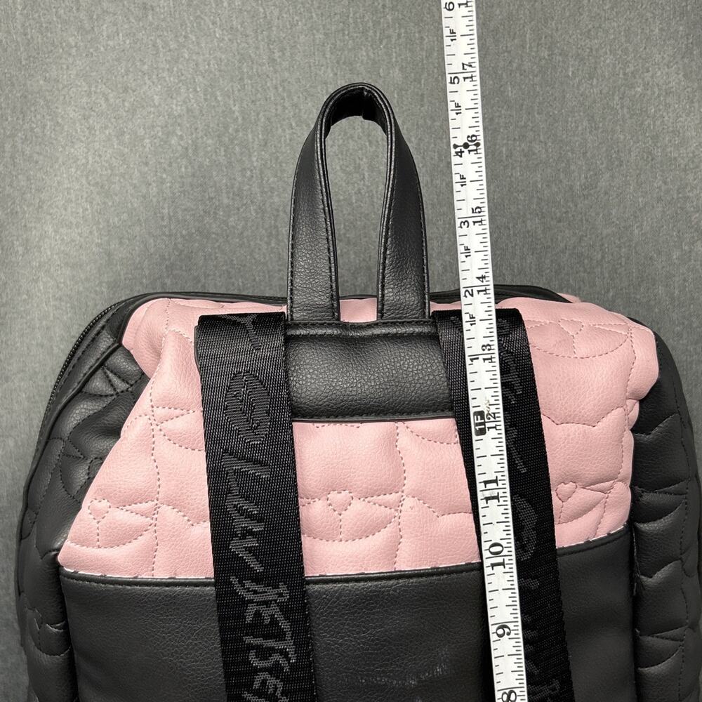 Luv Betsey Johnson Lorene Quilted Cat Face Pink Black Backpack with Crossbody - Picture 7 of 15